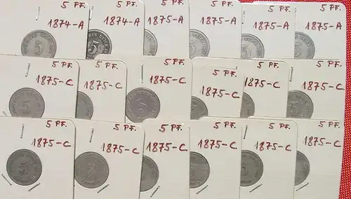 (1048116) 40 x Deutsches Reich 5 Pfennig, aus 1874-1889, alle kleiner Adler, siehe bitte Beschreibung u. Bilder