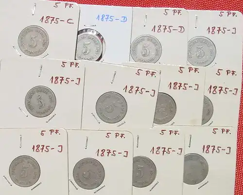 () 40 x Deutsches Reich 5 Pfennig, aus 1874-1889, alle kleiner Adler, siehe bitte Beschreibung u. Bilder