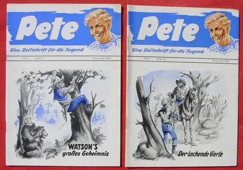 Neu : Versandkosten ab Euro 7,00 (Hermesversand) 10 x Pete Romanhefte 1950-er Jahre ! Abenteuer-Romane mit Jugendmagazin-Teil. 32-48 Seiten.  Nr. 51, 52, 53, 54, 55, 57, 58, 59, 61, 62. Originalhefte in gutem Zustand ! (intern : ) Die gezeigten...