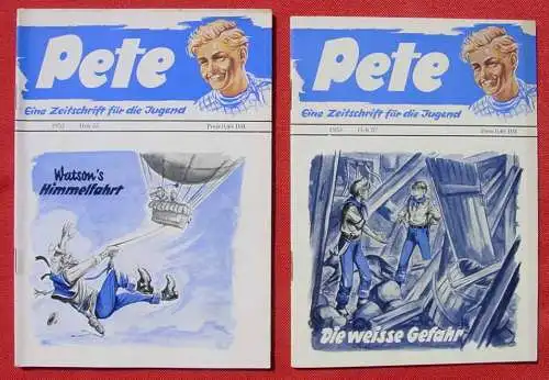 Neu : Versandkosten ab Euro 7,00 (Hermesversand) 10 x Pete Romanhefte 1950-er Jahre ! Abenteuer-Romane mit Jugendmagazin-Teil. 32-48 Seiten.  Nr. 51, 52, 53, 54, 55, 57, 58, 59, 61, 62. Originalhefte in gutem Zustand ! (intern : ) Die gezeigten...