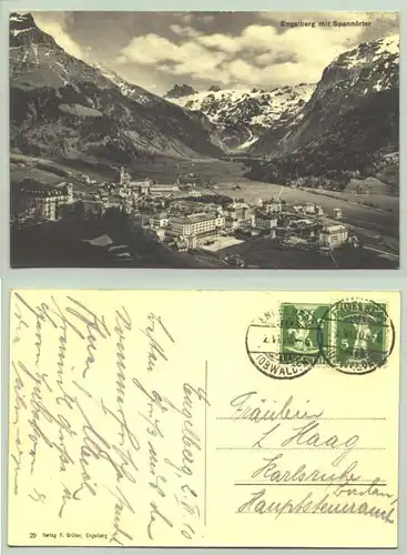 (1020323) Ansichtskarte Schweiz. Engelberg 1910. Engelberg mit Spannoerter. Postalisch gelaufen 1910