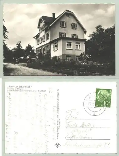 (-74405) Ansichtskarte. Kurhaus Schönblick, Fam. Hägele. Eutendorf über Gaildorf. Postalisch gelaufen 1957.      