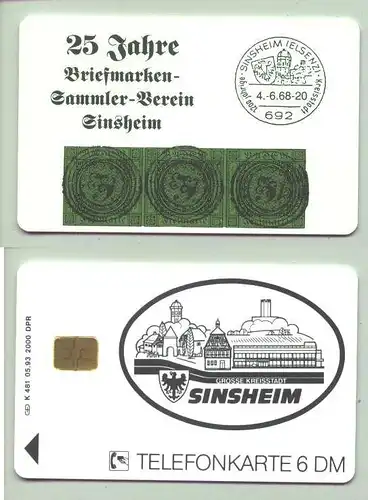 (1011412a)  Jubiläums-Telefonkarte 1993 BSV Sinsheim