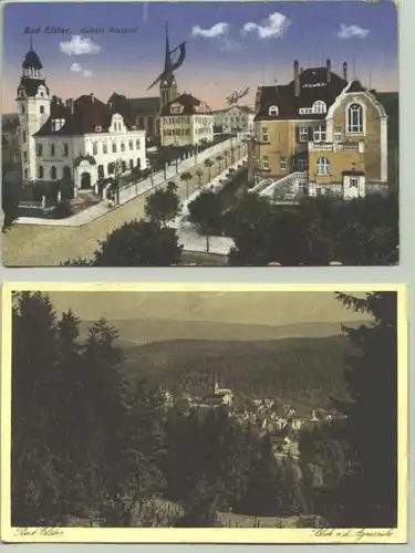 (-08645) Ansichtskarte. "Bad Elster - Kaiserliches Postamt" um 1910. Gratis liegt bei: AK / "Blick von der Agnesruhe" postalisch mit Marke u. Stempel v. 1929.         