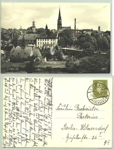 ( -02708)  Alte Foto-Ansichtskarte "Löbau Sa.". Beschrieben u. postalisch gelaufen mit Marke u. Stempel von 1933. Winzige Klebespuren.