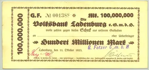 100 Million. Mark Ladenburg 1923 (intern : 