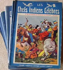 () "Les Chefs Indiens Celebres". Herrliche alte Indianer-Hefte (27 Originale, Einzelhefte) in französischer Sprache, ähnlich deutscher Vorkriegs-Reihe : Sitting Bull. Mit mehrfarbigen, spannungsgeladenen Umschlagbildern (gleiche Art wie die...