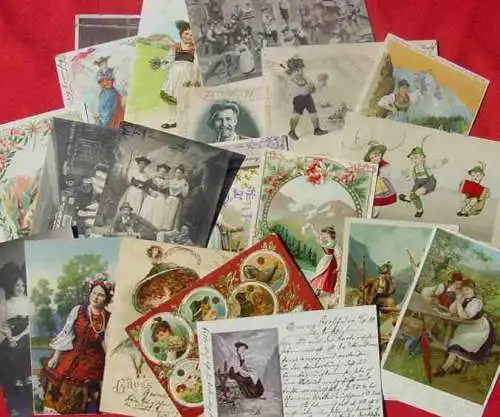 Neu : Versandkosten ab Euro 2,20 ()  20 x sehr schöne Ansichtskarten zum Thema "Trachten". Die meisten AK sind beschrieben u. postalisch gelaufen ab 1898. Gebrauchsspuren. Vermutlich alle AK aus jener Zeit um 1900-1910. Zum Teil mit...