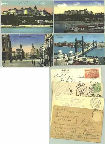 (1026654) Ungarn. 4 Ansichtskarten mit Motiven aus Budapest u. Umgebung. Postalisch zum Teil gelaufen 1912-16-19. 
