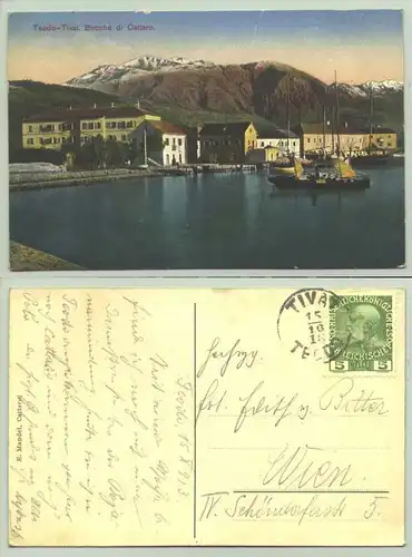 () Montenegro.  Ansichtskarte. Teodo-Tivat, Bocche di Cattaro. Postalisch gelaufen 1913.    