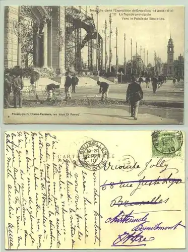 (1025193) Alte Originalpostkarte zur Ausstellung Brüssel. Postalisch gelaufen 1910. 