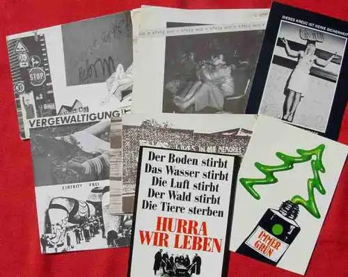 ! Derzeit gültige Versandkosten ab Euro 2,50  /  Partie von 38 Postkarten / Ansichtskarten (20 versch. Motive) aus der Zeit vermutlich 1970er / 1980er Jahre. Meist mit politischen, bzw. gesellschaftlichen Parolen. Postalisch nicht gelaufen....