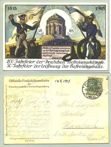 (93309-011) Ansichtskarte. Kehlheim - Bayern 1813 - 1863 - 1913.  100 Jahrfeier der Deutschen Befreiungskämpfe