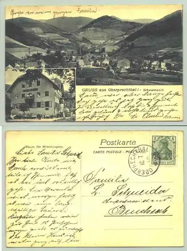 (79215-021) Ansichtskarte. "Gruss aus Oberprechthal". Beschrieben u. postalisch gelaufen mit Marke u. Stempel v. 1908