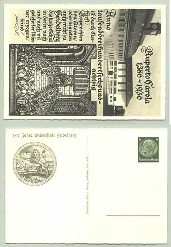 (69115-041/ 1015737) Ansichtskarte / Ganzsache. 1936. 550 Jahre Universitaet Heidelberg
