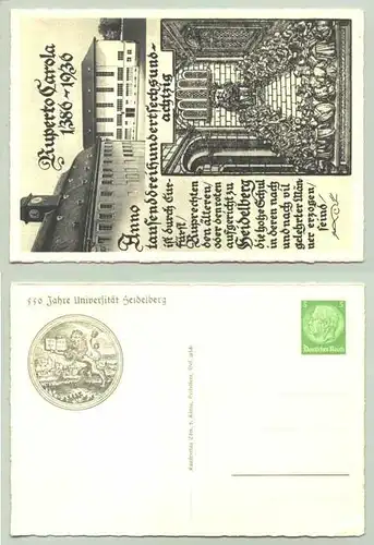 (69115-051/ 1015736) Ansichtskarte / Ganzsache. 1936. 550 Jahre Universitaet Heidelberg