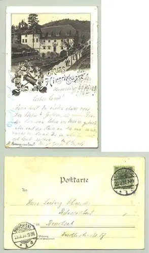 (69115-061) Heidelberg 1897. Ansichtskarte. "Gruss aus der Hirschgasse"
