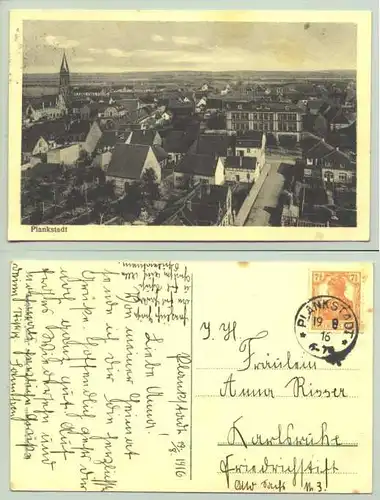 (68723-021) Plankstadt 1916. Ansichtskarte. "Plankstadt". Beschrieben u. postalisch gelaufen mit Marke u. Stempel v. 1916