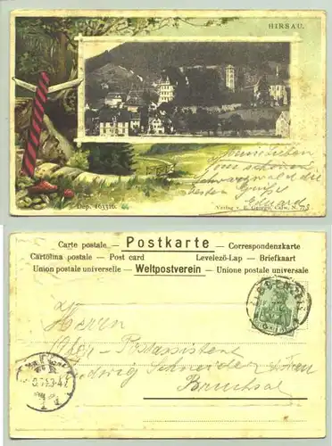 (75365-031) Alte Ansichtskarte. Hirsau. Prägedruck-Karte. Beschrieben u. postalisch gelaufen mit Marke u. Stempel von 1904 ?