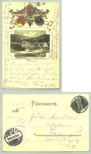 (75177-011) Ansichtskarte. "Pforzheim - Kupferhammer". Praegedruck-Karte. 1901