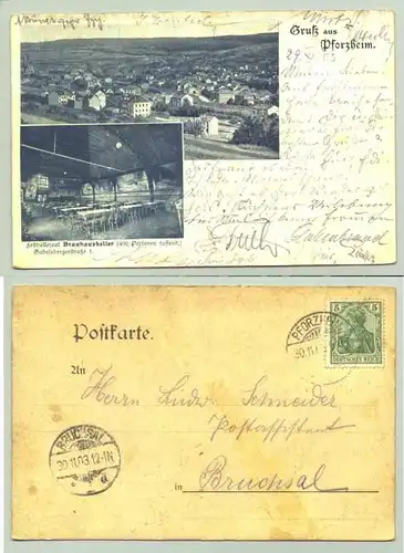(75177-031) Ansichtskarte. "Gruss aus Pforzheim / Brauhauskeller". 1903