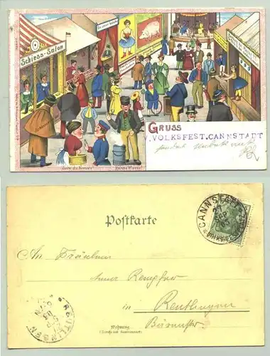 (70372-051) Ansichtskarte. Gruss v. Volksfest Cannstadt. 1903