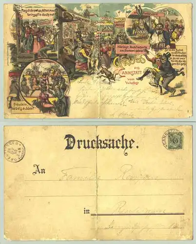 (70173-061) Ansichtskarte. Gruss aus Stuttgart - Saalbau und Garten der Brauerei Dinkelacker-Stuttgart. 1897