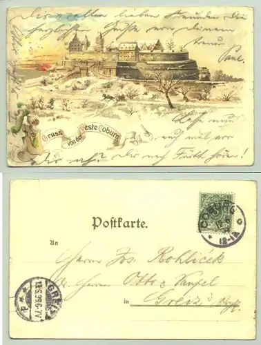 (96450-031) Ansichtskarte. 1899 "Gruss von der Veste Coburg"
