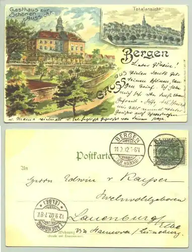 (60388-021) Ansichtskarte. "Gruss aus Bergen". Postalisch gelaufen 1902