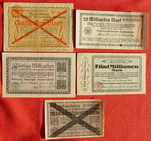 Schwerin Notg./ Inflation 5 x 1922-1923 ()