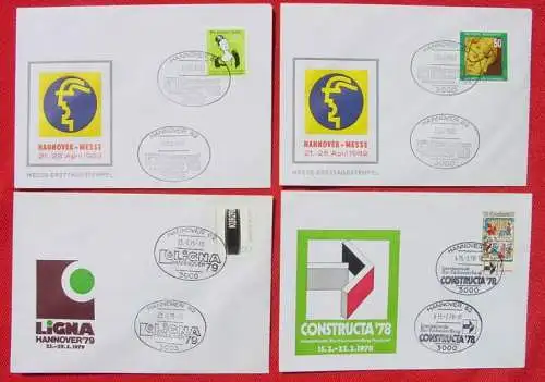 () Philatelie. 11 x Briefkuverts Hannover-Messe 1975-82. Interessante kleine Partie, Sehr gut erhalten.