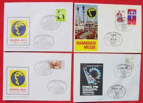 () Philatelie. 11 x Briefkuverts Hannover-Messe 1975-82. Interessante kleine Partie, Sehr gut erhalten.