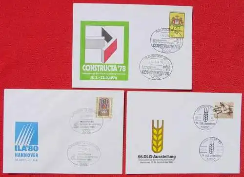 () Philatelie. 11 x Briefkuverts Hannover-Messe 1975-82. Interessante kleine Partie, Sehr gut erhalten.