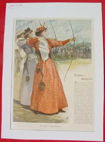 Frauen-Bogenschiessen. Kunstblatt um 1902 (1031117