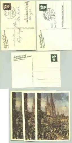 NEU : Versandkosten Euro 2,00 () Drei Ganzsachen / Ansichtskarten mit eingedruckten Briefmarkenwerten Deutsches-Reich / Sondermarken 'Kölner Karneval 1939'. Ne schöne Gross vum kölsche Fastelovend. Ausgabepreis je 15 Pf., Druck : M. DuMont...