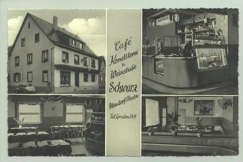 (76676-011) Ansichtskarte. "Cafe Konditorei u. Weinstube Schwarz. Neudorf / Baden