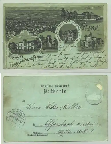 (97941-061) Ansichtskarte. 1901. "Gruss aus Tauberbischofsheim". Mondscheinkarte