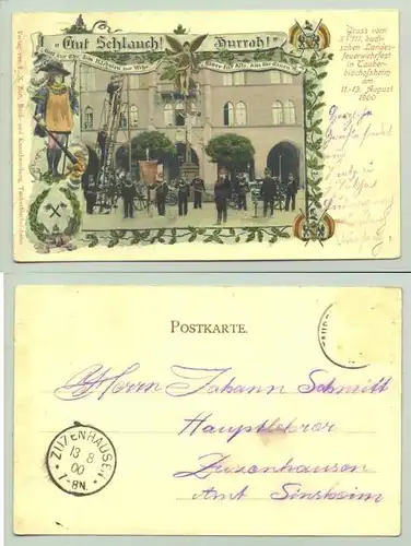 (97941-031) Ansichtskarte. Gruss vom XVIII. badischen Landesfeuerwehrfest in Tauberbischofsheim am 11. - 13. August 1900