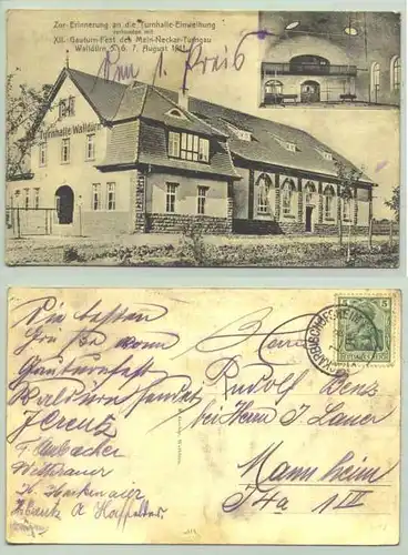 (74731-011) Ansichtskarte. 1911. Walldürn "Zur Erinnerung an die Turnhalle-Einweihung