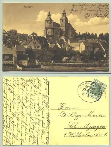 (74731-081) Ansichtskarte. 1911. Walldürn. Postalisch gelaufen mit Marke u. Bahnpost-Stempel