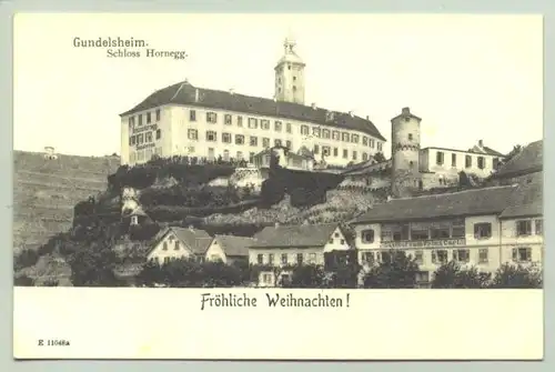 (74831-031) Ansichtskarte. Um 1910 ? "Gundelsheim - Schloss Hornegg / Froehliche Weihnachten ! "