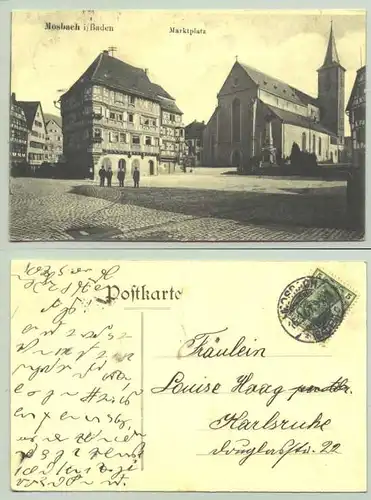 (74821-091) Ansichtskarte. "Mosbach i. Baden - Marktplatz"