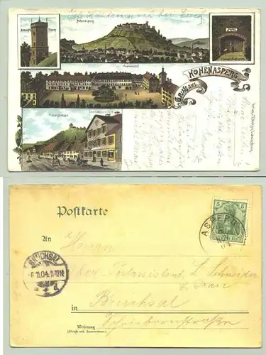 (71679-011) Ansichtskarte. Gruss aus Hohenasperg. Beschrieben und postalisch gelaufen mit Marke u. Stempel von 1904