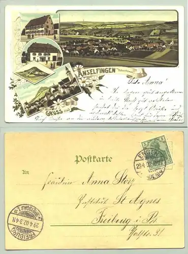 (78234-021) Ansichtskarte. "Gruss aus Anselfingen a/ Hohenhoewen"