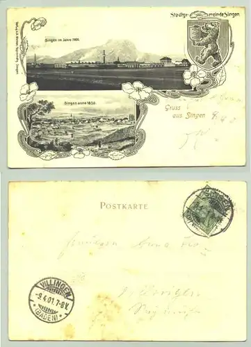 (78224-031) Ansichtskarte. "Gruss aus Singen". Beschrieben u. postalisch gelaufen mit Marke u. Stempel v. 1901