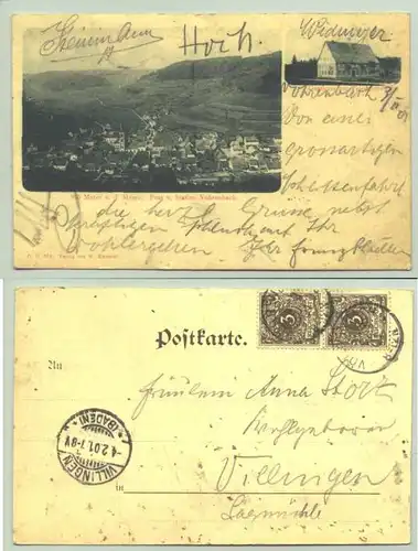 (78147-011) Ansichtskarte. 970 Meter ü. d. Meere - Post u. Station Vöhrenbach" - 'Gasthaus zur Freidrichshöhe'