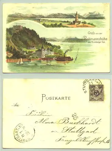 (82319-021) Ansichtskarte. 1898 "Gruss von der Rottmannshoehe am Starnberger See"