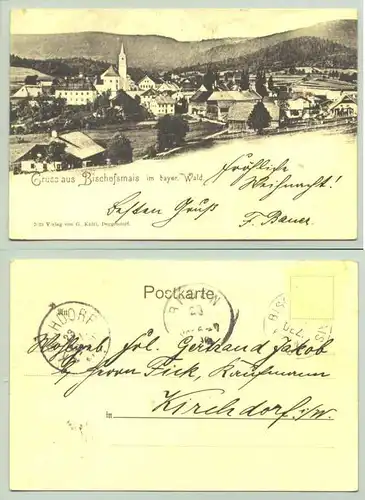 (94253-011) Ansichtskarte. 1898. Gruss aus Bischofsmais i. bayer. Wald. Schoene nahe Totalansicht