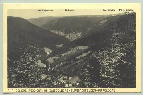 (-77776) Ansichtskarte. Zwieselberg - Burgbachfelsen - Rippoldsau. Bad Rippoldsau. Postalisch nicht gelaufen. Verlag Metz, Tübingen, um 1920-er Jahre ?  