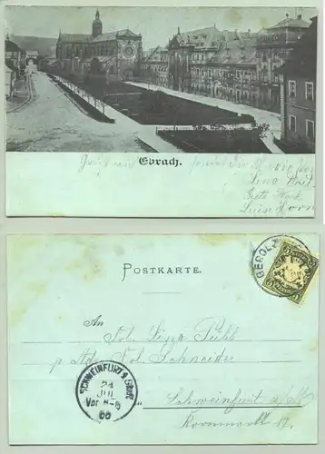 (96157-011) Ansichtskarte. Ebrach. Beschrieben u. postal. gelaufen mit Marke u. Stempel v. 1900